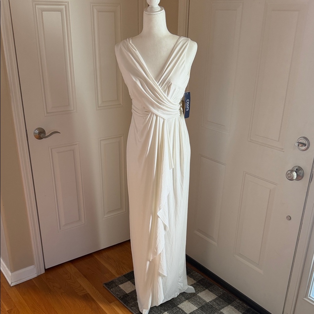 Chaps Evening White Draped Gown – Size 4, NWT